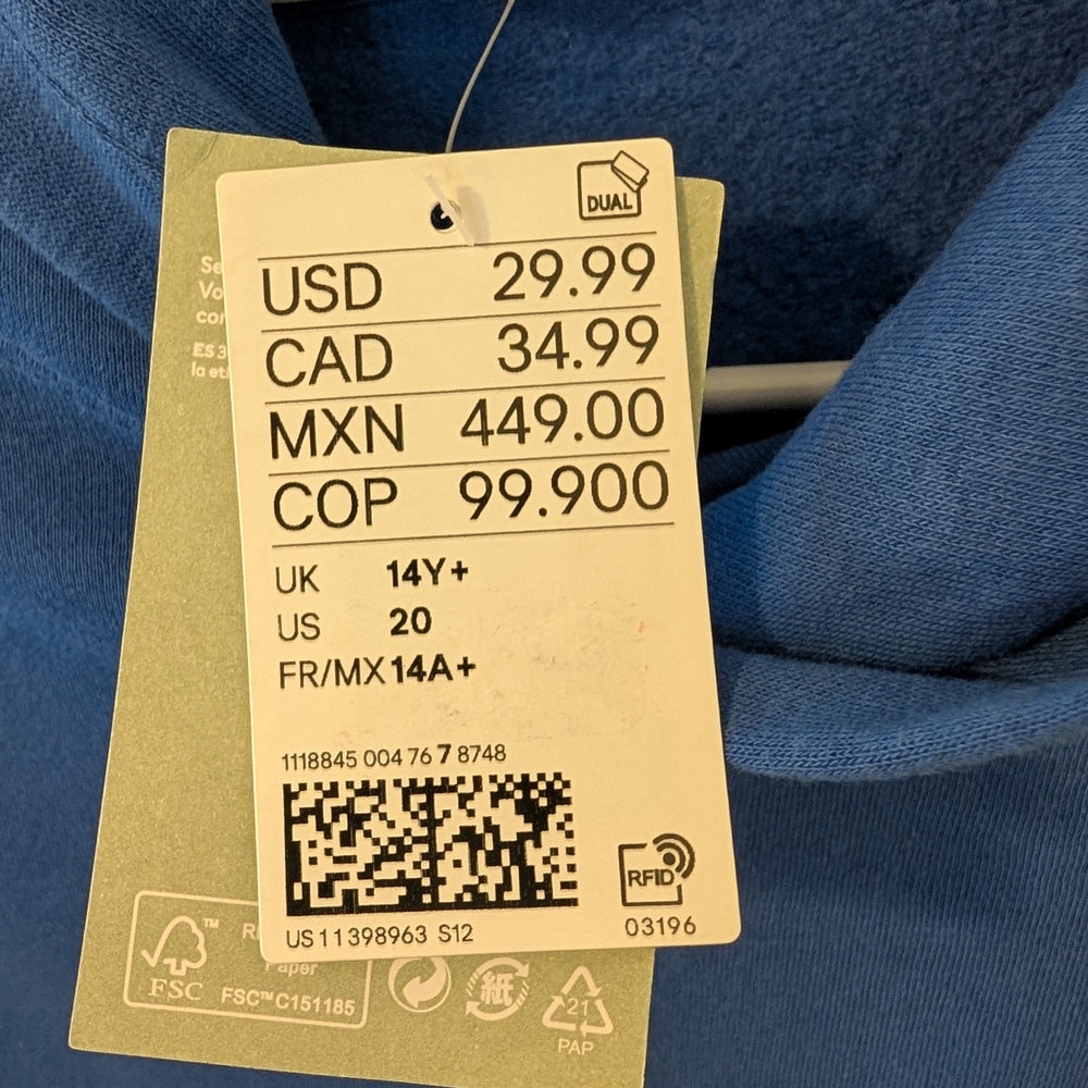H&M Graphic Hoodie Blue with Skateboard Graphic Boys Size 20 or XXL - Picture 6 of 8